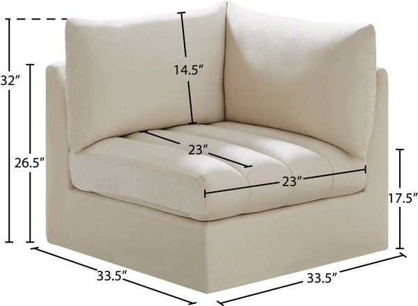 Jacob Velvet / Engineered Wood / Foam Contemporary Cream Velvet Corner - 33" W x 34" D x 32" H