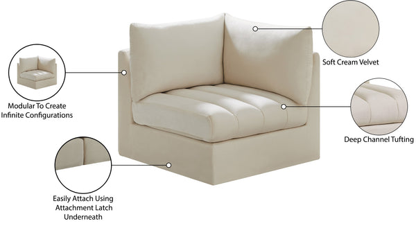 Jacob Velvet / Engineered Wood / Foam Contemporary Cream Velvet Corner - 33" W x 34" D x 32" H