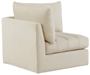 Jacob Velvet / Engineered Wood / Foam Contemporary Cream Velvet Corner - 33" W x 34" D x 32" H