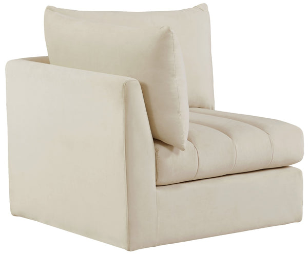 Jacob Velvet / Engineered Wood / Foam Contemporary Cream Velvet Corner - 33" W x 34" D x 32" H