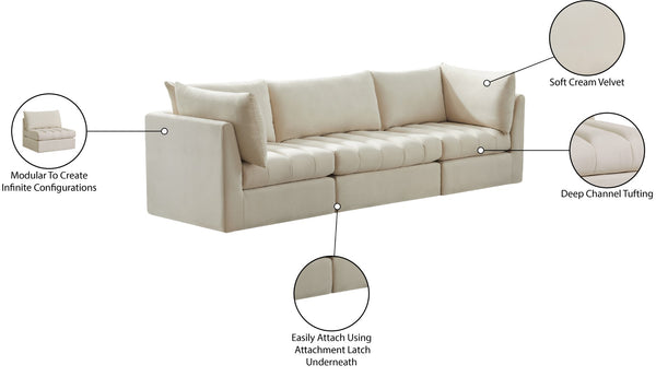 Jacob Velvet / Engineered Wood / Foam Contemporary Cream Velvet Modular Sofa - 103" W x 34" D x 32" H