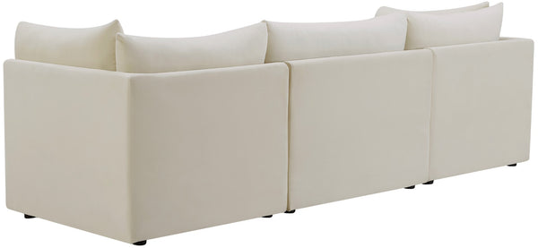 Jacob Velvet / Engineered Wood / Foam Contemporary Cream Velvet Modular Sofa - 103" W x 34" D x 32" H