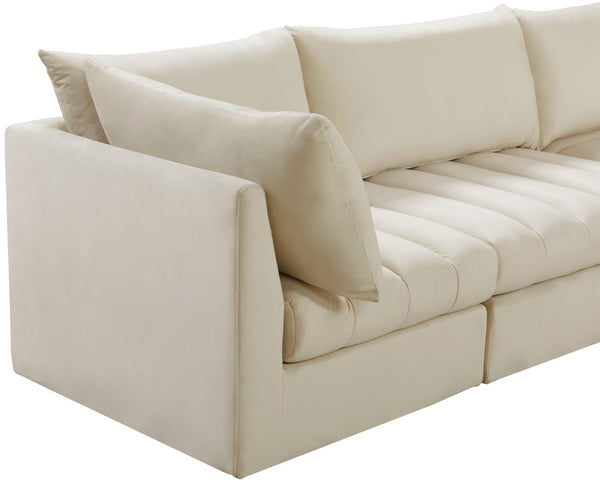Jacob Velvet / Engineered Wood / Foam Contemporary Cream Velvet Modular Sofa - 103" W x 34" D x 32" H