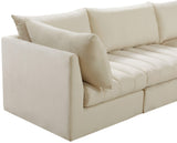 Jacob Velvet / Engineered Wood / Foam Contemporary Cream Velvet Modular Sofa - 103" W x 34" D x 32" H