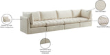 Jacob Velvet / Engineered Wood / Foam Contemporary Cream Velvet Modular Sofa - 140" W x 34" D x 32" H