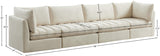 Jacob Velvet / Engineered Wood / Foam Contemporary Cream Velvet Modular Sofa - 140" W x 34" D x 32" H