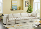 Jacob Velvet / Engineered Wood / Foam Contemporary Cream Velvet Modular Sofa - 140" W x 34" D x 32" H