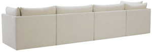 Jacob Velvet / Engineered Wood / Foam Contemporary Cream Velvet Modular Sofa - 140" W x 34" D x 32" H