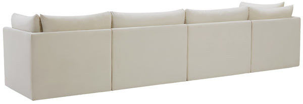 Jacob Velvet / Engineered Wood / Foam Contemporary Cream Velvet Modular Sofa - 140" W x 34" D x 32" H