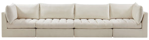 Jacob Velvet / Engineered Wood / Foam Contemporary Cream Velvet Modular Sofa - 140" W x 34" D x 32" H