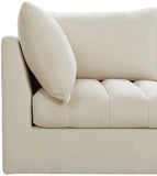 Jacob Velvet / Engineered Wood / Foam Contemporary Cream Velvet Modular Sofa - 140" W x 34" D x 32" H