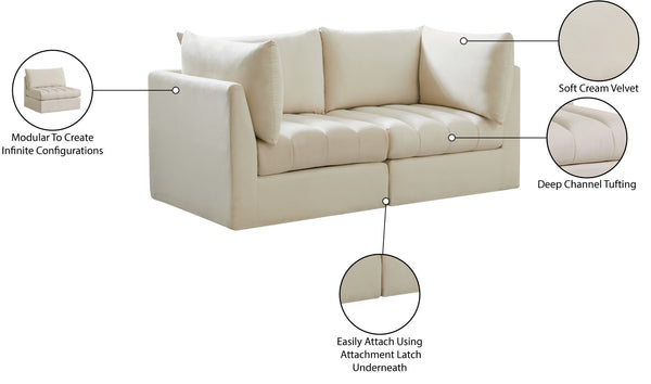 Jacob Velvet / Engineered Wood / Foam Contemporary Cream Velvet Modular Sofa - 66" W x 34" D x 32" H