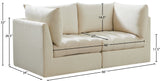 Jacob Velvet / Engineered Wood / Foam Contemporary Cream Velvet Modular Sofa - 66" W x 34" D x 32" H