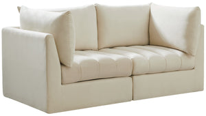 Jacob Velvet / Engineered Wood / Foam Contemporary Cream Velvet Modular Sofa - 66" W x 34" D x 32" H