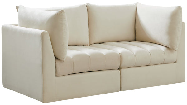 Jacob Velvet / Engineered Wood / Foam Contemporary Cream Velvet Modular Sofa - 66" W x 34" D x 32" H