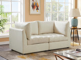 Jacob Velvet / Engineered Wood / Foam Contemporary Cream Velvet Modular Sofa - 66" W x 34" D x 32" H