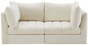 Jacob Velvet / Engineered Wood / Foam Contemporary Cream Velvet Modular Sofa - 66" W x 34" D x 32" H
