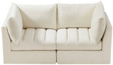 Jacob Velvet / Engineered Wood / Foam Contemporary Cream Velvet Modular Sofa - 66" W x 34" D x 32" H