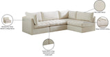 Jacob Velvet / Engineered Wood / Foam Contemporary Cream Velvet Modular Sectional - 103" W x 71" D x 32" H