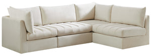 Jacob Velvet / Engineered Wood / Foam Contemporary Cream Velvet Modular Sectional - 103" W x 71" D x 32" H