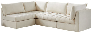 Jacob Velvet / Engineered Wood / Foam Contemporary Cream Velvet Modular Sectional - 103" W x 71" D x 32" H