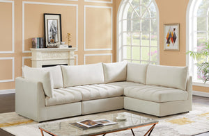 Jacob Velvet / Engineered Wood / Foam Contemporary Cream Velvet Modular Sectional - 103" W x 71" D x 32" H