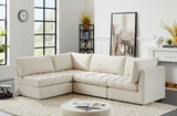 Jacob Velvet / Engineered Wood / Foam Contemporary Cream Velvet Modular Sectional - 103" W x 71" D x 32" H