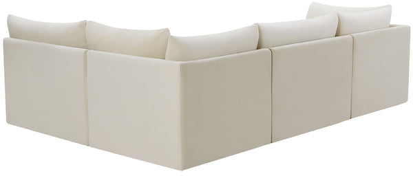 Jacob Velvet / Engineered Wood / Foam Contemporary Cream Velvet Modular Sectional - 103" W x 71" D x 32" H