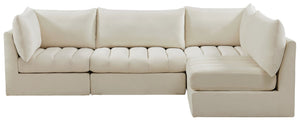 Jacob Velvet / Engineered Wood / Foam Contemporary Cream Velvet Modular Sectional - 103" W x 71" D x 32" H