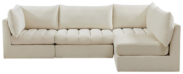 Jacob Velvet / Engineered Wood / Foam Contemporary Cream Velvet Modular Sectional - 103" W x 71" D x 32" H