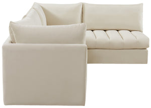 Jacob Velvet / Engineered Wood / Foam Contemporary Cream Velvet Modular Sectional - 103" W x 71" D x 32" H