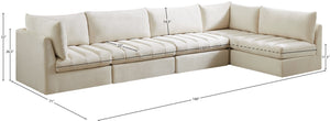 Jacob Velvet / Engineered Wood / Foam Contemporary Cream Velvet Modular Sectional - 140" W x 71" D x 32" H