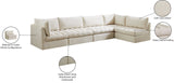 Jacob Velvet / Engineered Wood / Foam Contemporary Cream Velvet Modular Sectional - 140" W x 71" D x 32" H