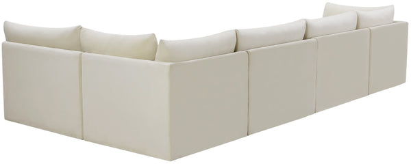 Jacob Velvet / Engineered Wood / Foam Contemporary Cream Velvet Modular Sectional - 140" W x 71" D x 32" H