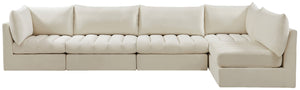 Jacob Velvet / Engineered Wood / Foam Contemporary Cream Velvet Modular Sectional - 140" W x 71" D x 32" H