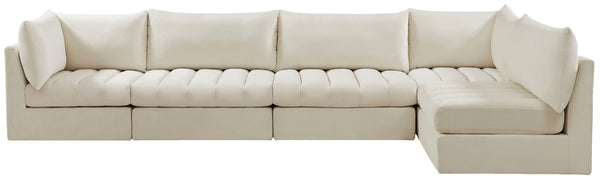 Jacob Velvet / Engineered Wood / Foam Contemporary Cream Velvet Modular Sectional - 140" W x 71" D x 32" H