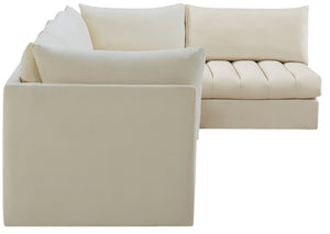 Jacob Velvet / Engineered Wood / Foam Contemporary Cream Velvet Modular Sectional - 140" W x 71" D x 32" H