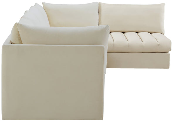 Jacob Velvet / Engineered Wood / Foam Contemporary Cream Velvet Modular Sectional - 140" W x 71" D x 32" H