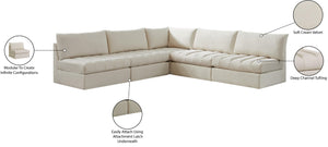 Jacob Velvet / Engineered Wood / Foam Contemporary Cream Velvet Modular Sectional - 107" W x 108" D x 32" H