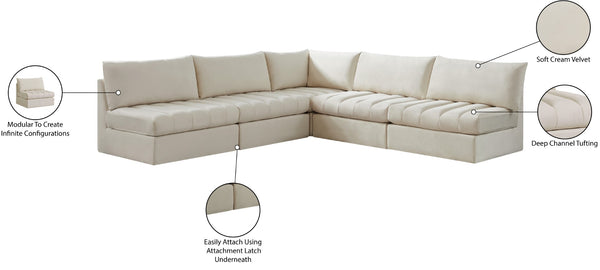 Jacob Velvet / Engineered Wood / Foam Contemporary Cream Velvet Modular Sectional - 107" W x 108" D x 32" H