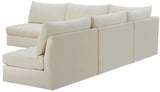 Jacob Velvet / Engineered Wood / Foam Contemporary Cream Velvet Modular Sectional - 107" W x 108" D x 32" H