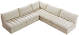 Jacob Velvet / Engineered Wood / Foam Contemporary Cream Velvet Modular Sectional - 107" W x 108" D x 32" H