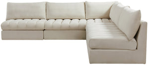 Jacob Velvet / Engineered Wood / Foam Contemporary Cream Velvet Modular Sectional - 107" W x 108" D x 32" H