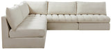 Jacob Velvet / Engineered Wood / Foam Contemporary Cream Velvet Modular Sectional - 107" W x 108" D x 32" H