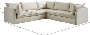 Jacob Velvet / Engineered Wood / Foam Contemporary Cream Velvet Modular Sectional - 103" W x 104" D x 32" H