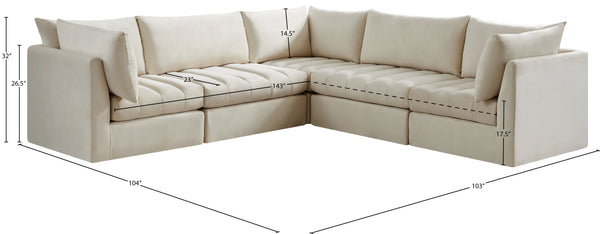 Jacob Velvet / Engineered Wood / Foam Contemporary Cream Velvet Modular Sectional - 103" W x 104" D x 32" H