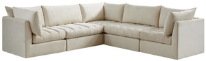 Jacob Velvet / Engineered Wood / Foam Contemporary Cream Velvet Modular Sectional - 103" W x 104" D x 32" H