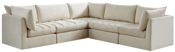 Jacob Velvet / Engineered Wood / Foam Contemporary Cream Velvet Modular Sectional - 103" W x 104" D x 32" H