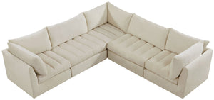 Jacob Velvet / Engineered Wood / Foam Contemporary Cream Velvet Modular Sectional - 103" W x 104" D x 32" H
