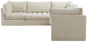 Jacob Velvet / Engineered Wood / Foam Contemporary Cream Velvet Modular Sectional - 103" W x 104" D x 32" H